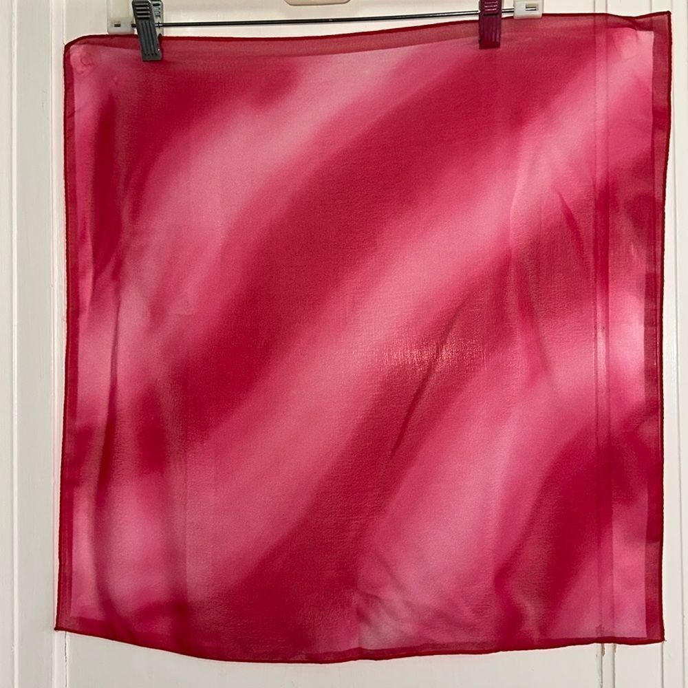 Vtg‎ bright pink & light pink diagonal striped chiffon polyester square scarf